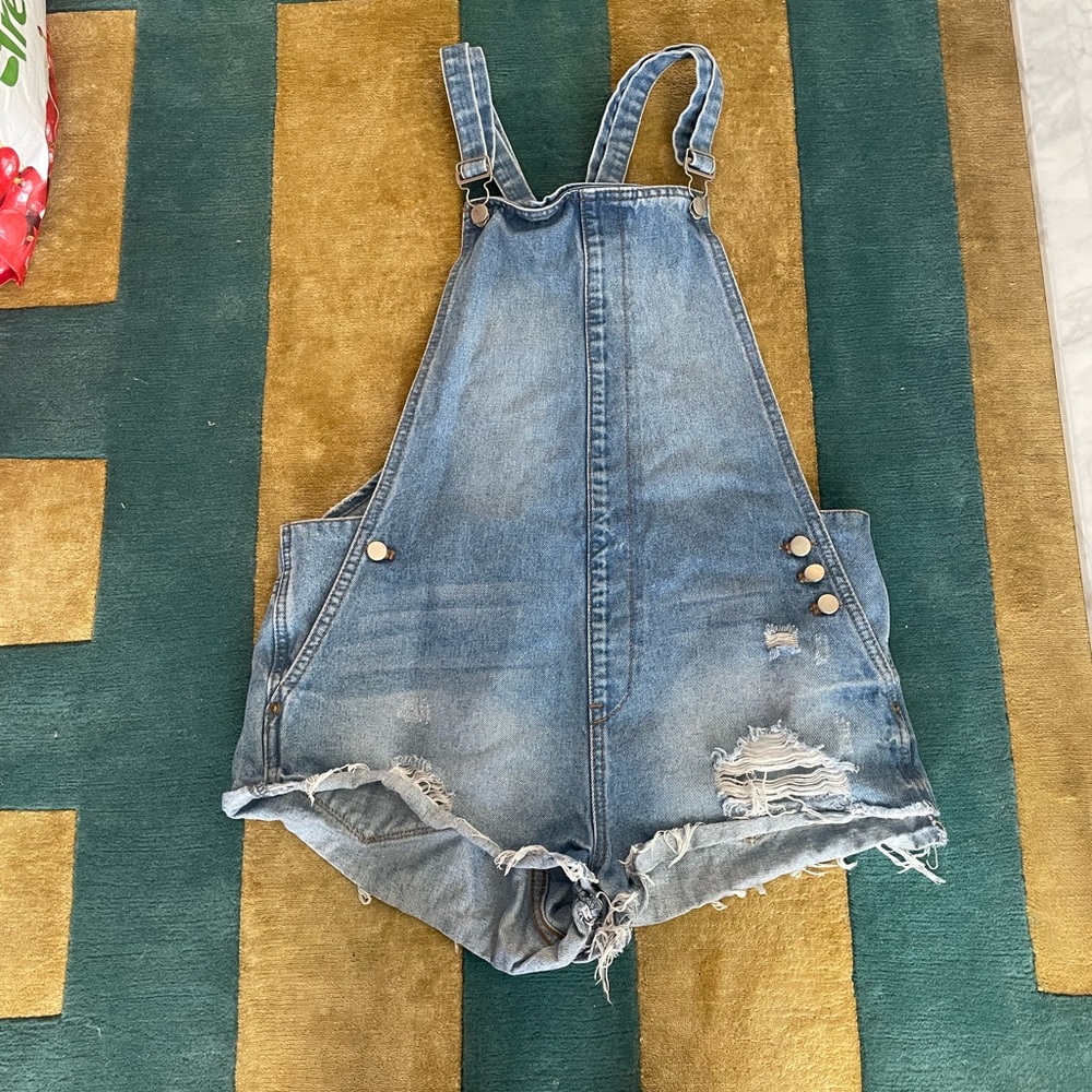 Denim overalls shorts